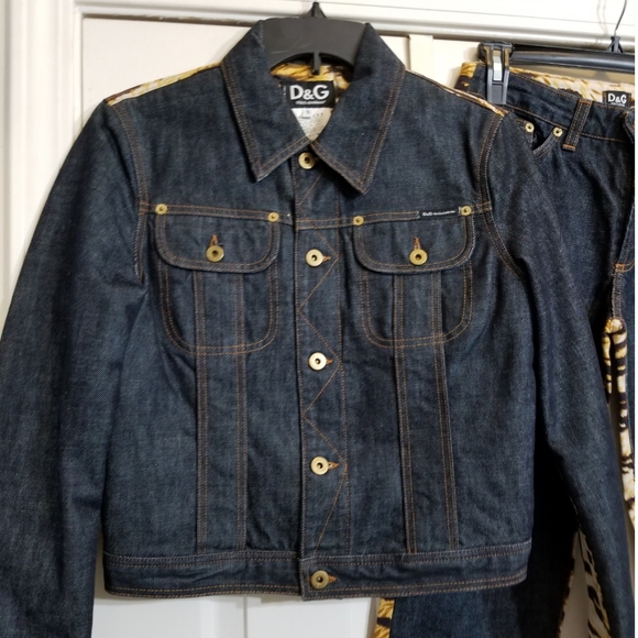 Dolce&Gabbana denim/cheetah jacket and pant set - Picture 2 of 8